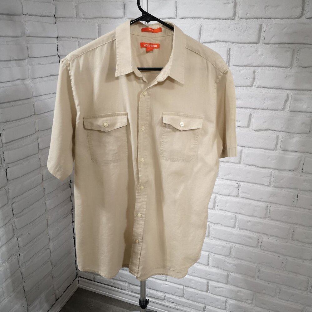 Joe Fresh Men's Size Large Beige Straight Fit Casual Shirt